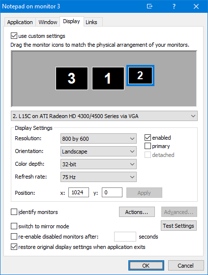 Display settings