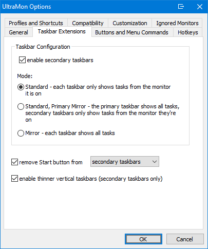 how to remove taskbar from second monitor